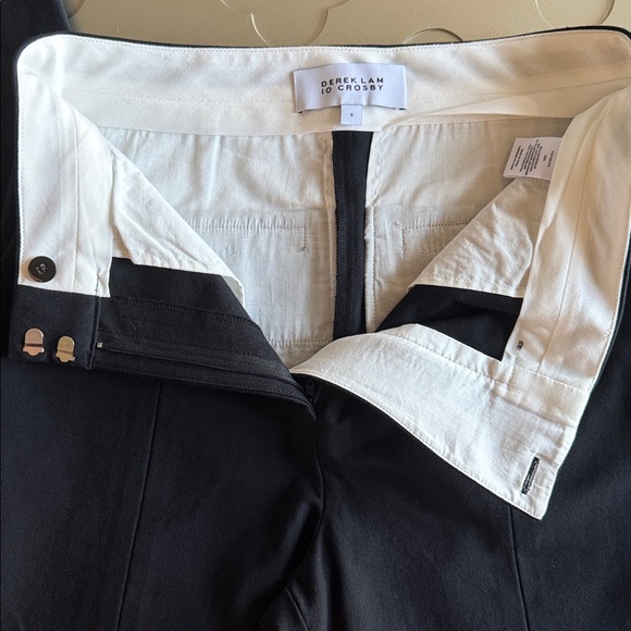 DEREK LAM 10 CROSBY Front Slit Crop Pants Black Size 6 Women’s - Picture 12 of 16